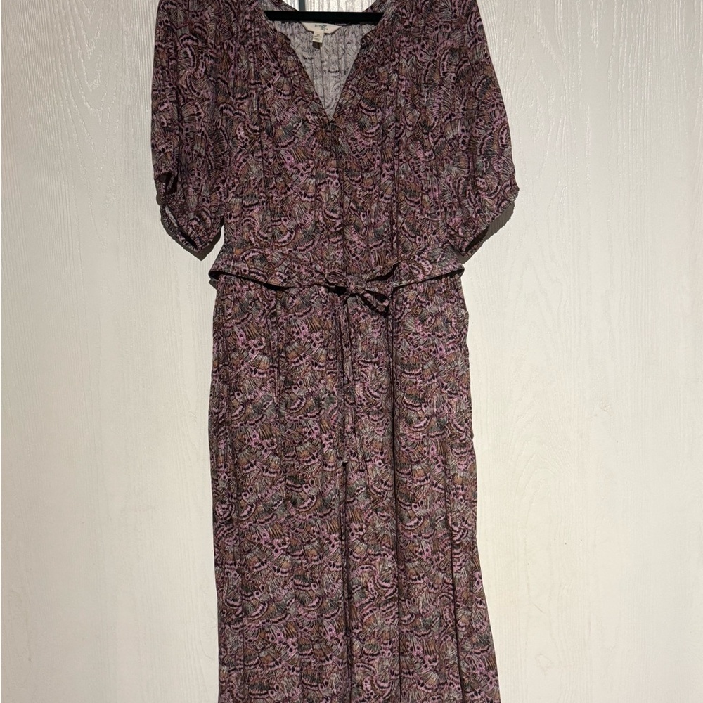 Terra & Sky Red Pleated Sundress with Bishop Sleeves